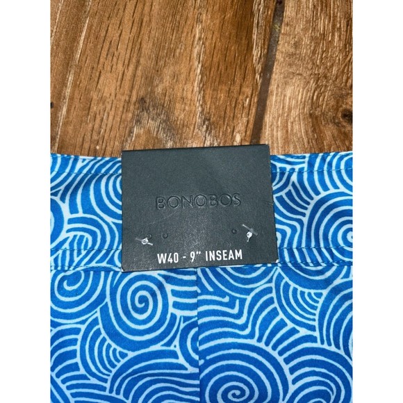 BONOBOS Board Shorts Mens Size W40 Blue Geometric 9” Inseam Pockets Cruise New - Picture 6 of 9